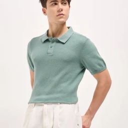 The Bear House Blue Cotton Regular Fit Solid T-Shirt-picture-36