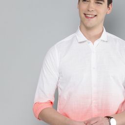 Mast & Harbour Men White & Red Regular Fit Ombre Dyed Pure Cotton Casual Shirt-picture-6