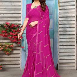 Satrani Pink Striped Saree With Unstitched Blouse-image-46