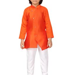 Aarika Kids Orange & White Solid Full Sleeves Kurta with Pyjamas-image-50