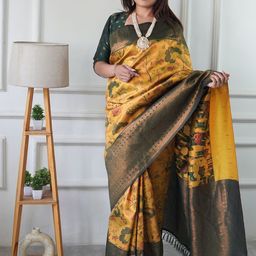 KAYOMMI Women Paisley Zari Ready to Wear Banarasi Saree-35