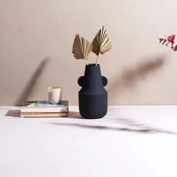 Nestroots Sophisticated Textured Black Steel  Metallic Vase-4