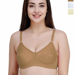 College Girl Women Pack of 3 Full Coverage Non Padded Pure Cotton Bra-12