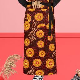 ArtzFolio Red & Yellow Printed Pure Cotton Waist Apron-2