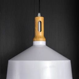 Whispering Homes Olov Wood Top Scandinavian Style Pendant Light - White and Wood-16