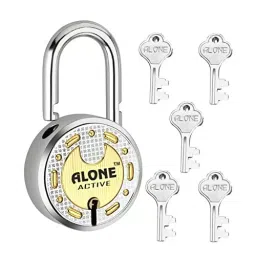 ALONE LOCKS 65 mm Alloy Steel ‎Antique with 5 Keys Door Padlock, Active5_65_1-30