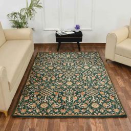 Presto Green & Gold Polyester Traditional Carpet-45