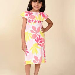 LilPicks Kids White Printed Dress-image-73