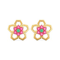 Joyalukkas 22k Yellow Gold Gemstone Floral Stud Earrings for Women-image-70