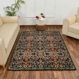 Presto Black & Gold Polyester Traditional Carpet-image-16