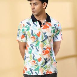 Rigo Multicolor Cotton Printed Polo T-Shirt-image-47