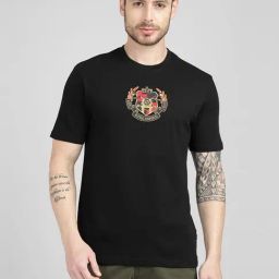 Royal Enfield Black Solid Short Sleeves T-Shirt-image-13