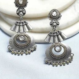 Biba Oxidised Gold Brass Drop & Danglers Earrings for Women-image-18