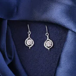 Clara 925 Silver Platinum Plated Swiss Zirconia Etta Solitaire Earrings for Women-image-73