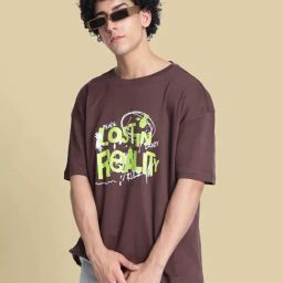 Bene Kleed Men Brown Graphic Print Oversize T-Shirt-image-28