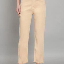 Angelfab Beige Cotton Straight Fit High Rise Jeans-picture-6