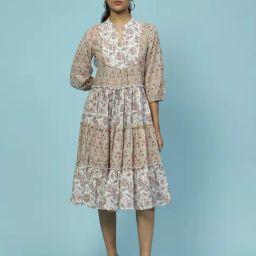 aarke Ritu Kumar Off White Floral Print A Line Dress-picture-39