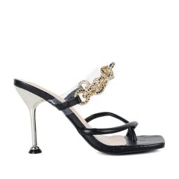 London Rag Women's Black Toe Ring Stilettos-image-2
