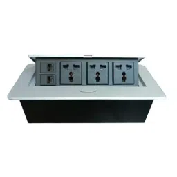 Techut Cable Cubby Pop-Up Box 225x108 mm with 3 Power Socket and 2 RJ45 LAN Port, Silver-31