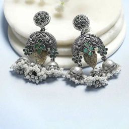Biba Green Brass Drop & Danglers Earrings for Women-picture-12