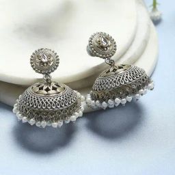 Biba Oxidised Gold Brass Jhumka Earrings for Women-picture-4