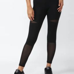 Reebok Black Mid Rise Sports Tights-image-100