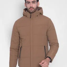 Crimsoune Club Brown Regular Fit Quilted Hooded Jacket-image-20
