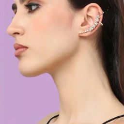 Sohi Gold Plated Designer Stone Party Ear Cuff Earrings-0