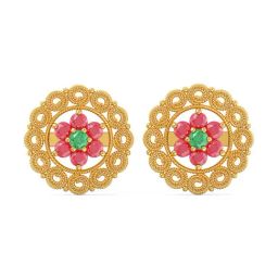 Joyalukkas 22k Yellow Gold Floral Gemstone Earrings for Women-image-91