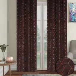 Cortina Brown Velvet Foil Blackout Long Door Curtains - Set of 2 (9 ft)-picture-36
