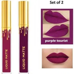 SUNISA Set Of 2 Non Transfer Liquid Matte Lipstick - 5 ml Each - Purple & Magenta-15