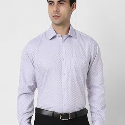 Van Heusen Micro Ditsy Printed Spread Collar Opaque Formal Cotton Shirt-image-5