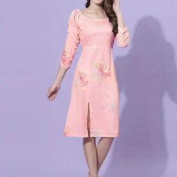 SELVIA Pink Printed A-Line Dress-picture-16