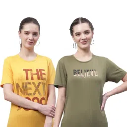Vimal Jonney Yellow & Olive Green Cotton Printed T-Shirt - Pack Of 2-picture-26