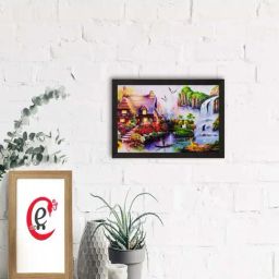 eCraftIndia Beautiful House View Matt Textured UV Art Painting-21