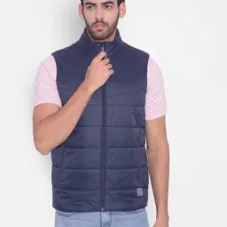 Crimsoune Club Navy Blue Slim Fit Quilted Quilted Jacket-image-22