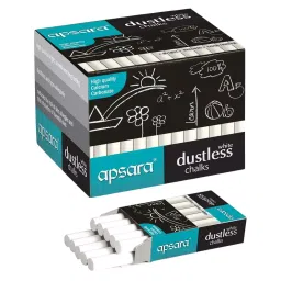 Apsara Dustless Chalk White Non-Toxic Calcium Carbonate (Pack of 100)-19