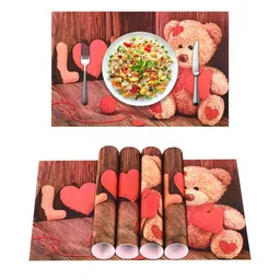 Aura Brown & Red 6 Pieces Printed Waterproof Table Placemats-4