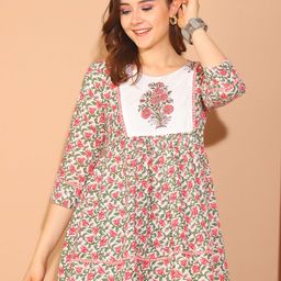 Rajnandini Floral Printed Round Neck Pure Cotton Kurti-image-31