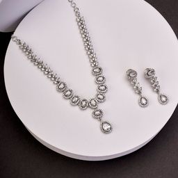 Opal Touch Rhodium-Plated Cubic Zirconia Stone Studded Jewellery Set-92