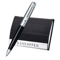 Sheaffer Black & Silver Metal Ballpoint Pen with Card Holder-image-35