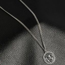 The Bro Code Silver Plated Lion Charm Pendant Necklace For Men-image-49
