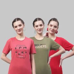 Vimal Jonney Pink & Green Cotton Printed Sports T-Shirt - Pack Of 3-image-90