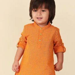 Fabindia Kids Orange Printed Full Sleeves Kurta-picture-28