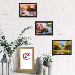 eCraftIndia Set of 3 Nature Scenery Matt Textured UV Art Painting-image-63