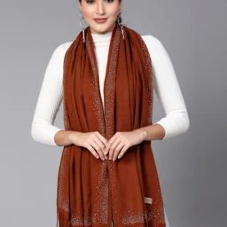 Mafadeny Brown Embellished Stole-image-69