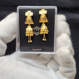 Anshenterpris Gold Plated Crystals Studded & Beaded Contemporary Drop Earrings-58