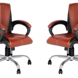 High Living Pluto Combo Brown+Black Medium Back Office Chair-image-95