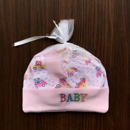Moms Home Baby Cap Mitten Bootie Set Baby Text Print Pink - Diameter 18 cm-image-82