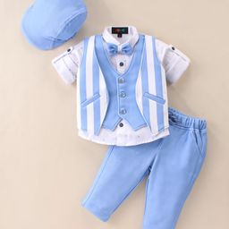 Robo Fry Cotton Lycra DC Full Sleeves Party Suits With Cap - Sea Blue-image-11